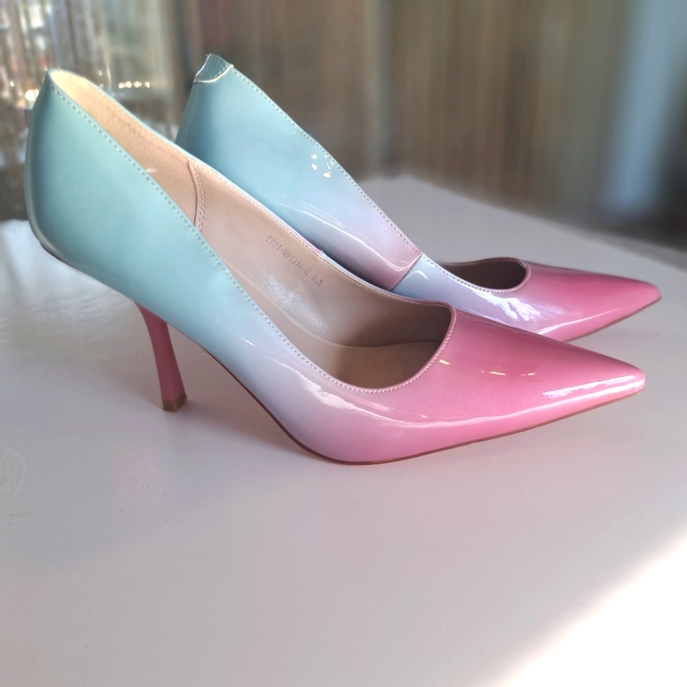 Size 9.5 womens stiletto Ombre Pink/blue Heels by Vivianly, New, Cute, classy